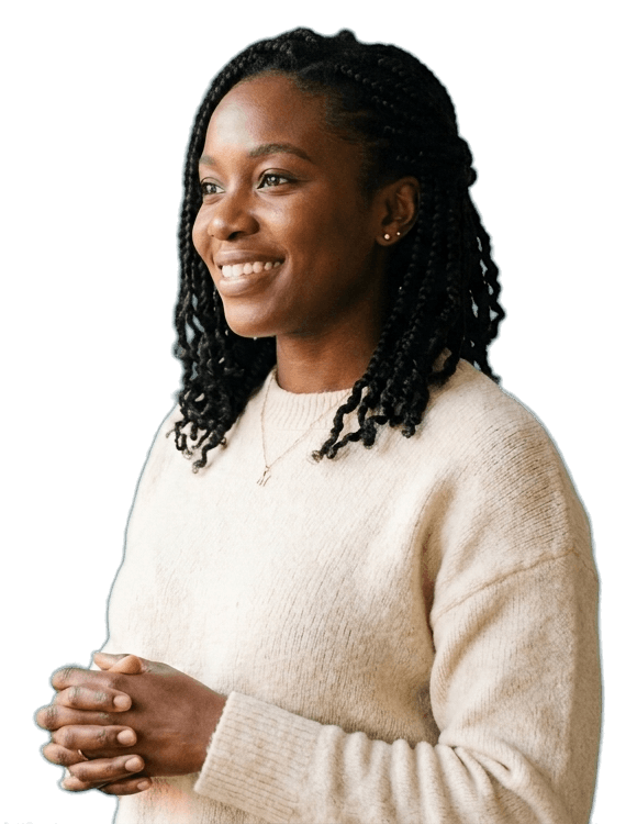 A person smiling, supported by ThrivSphere Wellbeing